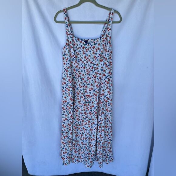 Old Navy Floral Midi Dress Linen Blend size Large - Picture 2 of 8